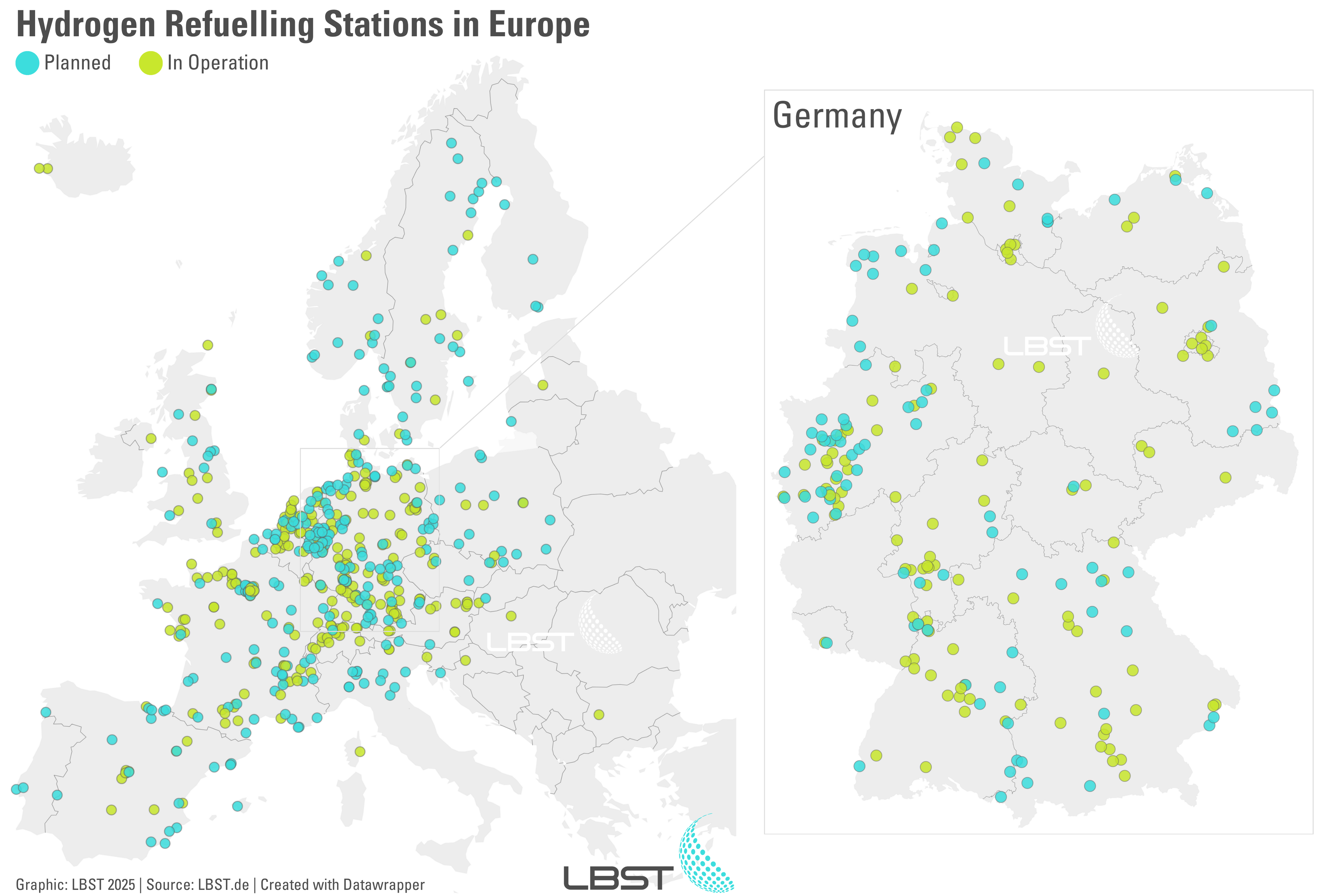 Map Europe zoom in Germany